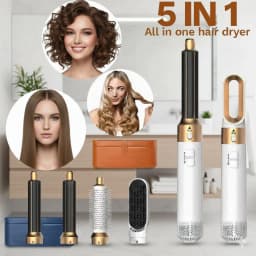 5 In 1 Professional Hair Dryer Hot Air Comb Brush With Curling Iron And Hair Straightener For Salon Quality Hair Styling