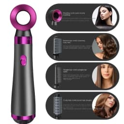 Five in One Hair Dryer Hot Air Comb Electric Curly Hair Straightener Negative Ion Hair Dryer Styling Set 220V EU 110V US