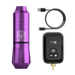 POSEIDON Tattoo Kit 20 V6 Tattoo Needles Tattoo Pen Kit For Permanent Makeup Tattoo Machine Kit Purple Wireless Tattoo Gun Kit