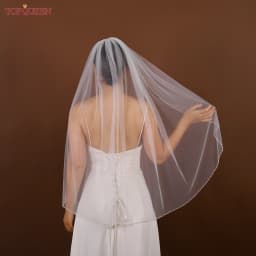 TOPQUEEN V107 Cathedral Bridal Wedding Veil Crystal Beaded Veil With Crystal Edge 1 Layer Soft Wedding Accessories Customizable