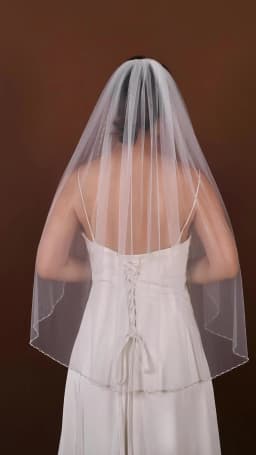 TOPQUEEN V107 Cathedral Bridal Wedding Veil Crystal Beaded Veil With Crystal Edge 1 Layer Soft Wedding Accessories Customizable