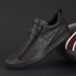 Winter Men Leather Casual Shoes Fashion Double Zipper High Tops Flat Shoes Slip on Plush Male Sneakers Loafers Tenis Masculino