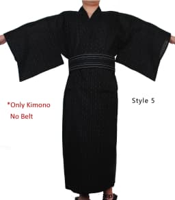 Japanese Traditional Samurai Kimono For Men Yukata Bathing Robe Hekoobi Loose Style Sauna Wear Homewear Belt Long Gown Cotton