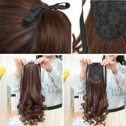 Allaosify Brown Black Heat Resistant Synthetic Pony Tail Hair Extensions Drawstring Ponytail 12"
