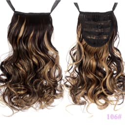 Allaosify Brown Black Heat Resistant Synthetic Pony Tail Hair Extensions Drawstring Ponytail 12"