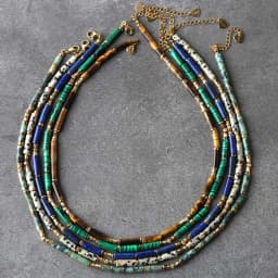 Natural African Turquoise Bead Necklace with Titanium Steel Accessories European And American Popular Personality Energy Jewelry