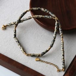 Natural African Turquoise Bead Necklace with Titanium Steel Accessories European And American Popular Personality Energy Jewelry