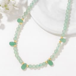 4mm Green Aventurine Beads Necklace Natural Stone Water Drop Charm Necklaces For Women Men Amethysts Tiger Eye Choker Jewelry