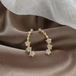 Fashion Zircon Flower Star Stud Earrings For Women Simple Geometric Shiny Curved Earring Jewelry Accessories