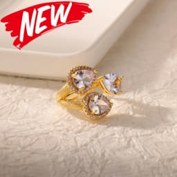 Luxury Stainless Steel Rings Gold Plated Colorful Stone Zircon Crystal Heart Ring For Women Wedding Boho Jewelry Christmas Gift