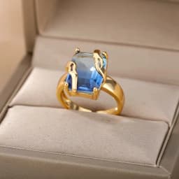Luxury Stainless Steel Rings Gold Plated Colorful Stone Zircon Crystal Heart Ring For Women Wedding Boho Jewelry Christmas Gift