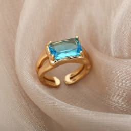 Luxury Stainless Steel Rings Gold Plated Colorful Stone Zircon Crystal Heart Ring For Women Wedding Boho Jewelry Christmas Gift