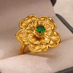 Luxury Stainless Steel Rings Gold Plated Colorful Stone Zircon Crystal Heart Ring For Women Wedding Boho Jewelry Christmas Gift