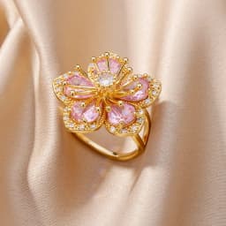 Luxury Stainless Steel Rings Gold Plated Colorful Stone Zircon Crystal Heart Ring For Women Wedding Boho Jewelry Christmas Gift