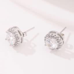 Delicate Small Round Stud Earrings Women with Shiny Cubic Zirconia Simple Versatile for Teens Fashion Jewelry
