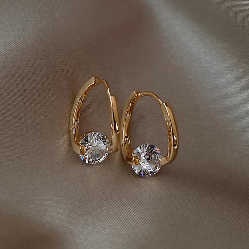 Korean Fashion Zircon Drop Earrings For Women Jewelry 2026 Trending New Luxury Women's Geometric Hoop Earrings Pendientes Gifts