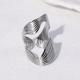 Stainless Steel Circle Hollow Opening Rings for Women Punk Multi Layer Wide Edge Metal Rings Christmas Jewelry Gift Wholesale