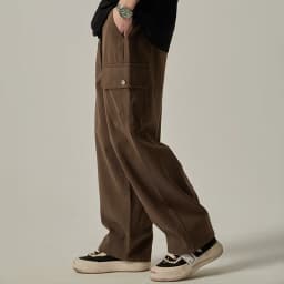 Men's Sweatpants 2025 Spring Autumn Vintage Japanese Wide Leg Straight Loose Button Big Pockets Cargo Pants Drawstring Trousers
