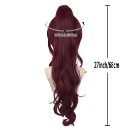 Megara Costume for Women Synthetic Fiber Megara Dark Red Wig - Cherry Red Ponytail for Meg Hercules Costume Cosplay Accessories