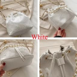 Sweet Butterfly Women Drawstring Bucket Shoulder Bags Versatile Ladies Crossbody Bag Clutch Fashion Girls Pearl Chain Handbags