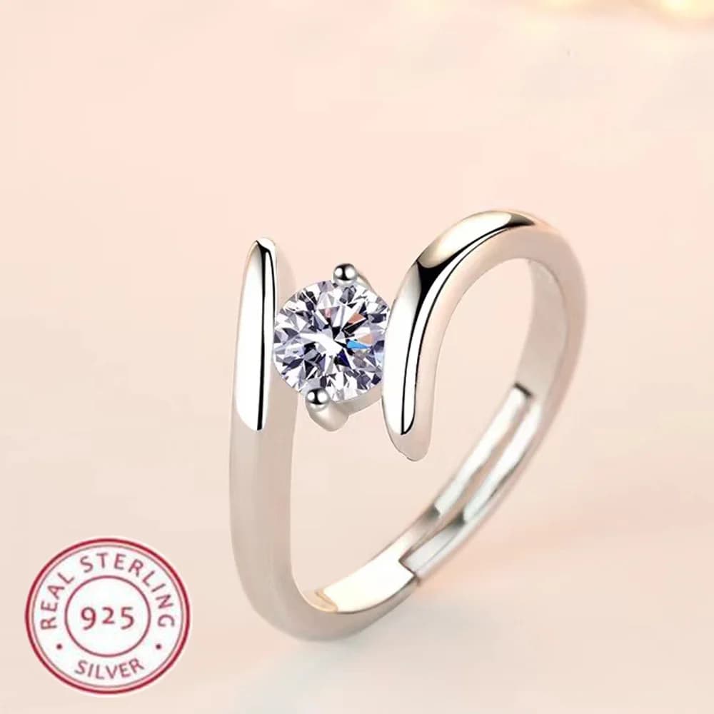 925 Sterling Silver Ring Simple Generous Zircon Luxury High Quality for Women Rings Wedding Fine Jewelry Accessories Party Gift