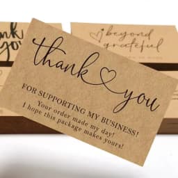 50pcs Natural Kraft Paper Thank You Cards for Small Business Appreciation Enterprise Thank You For Your Order Card Greeting Card