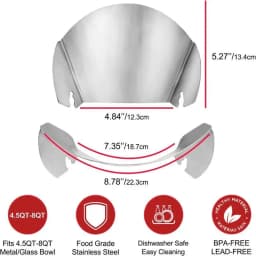 Pouring Chute for KitchenAid Stand Mixer Stainless Steel Bowl, Premium Stainless Steel for Kitchen Aid Accessories and Attachmen