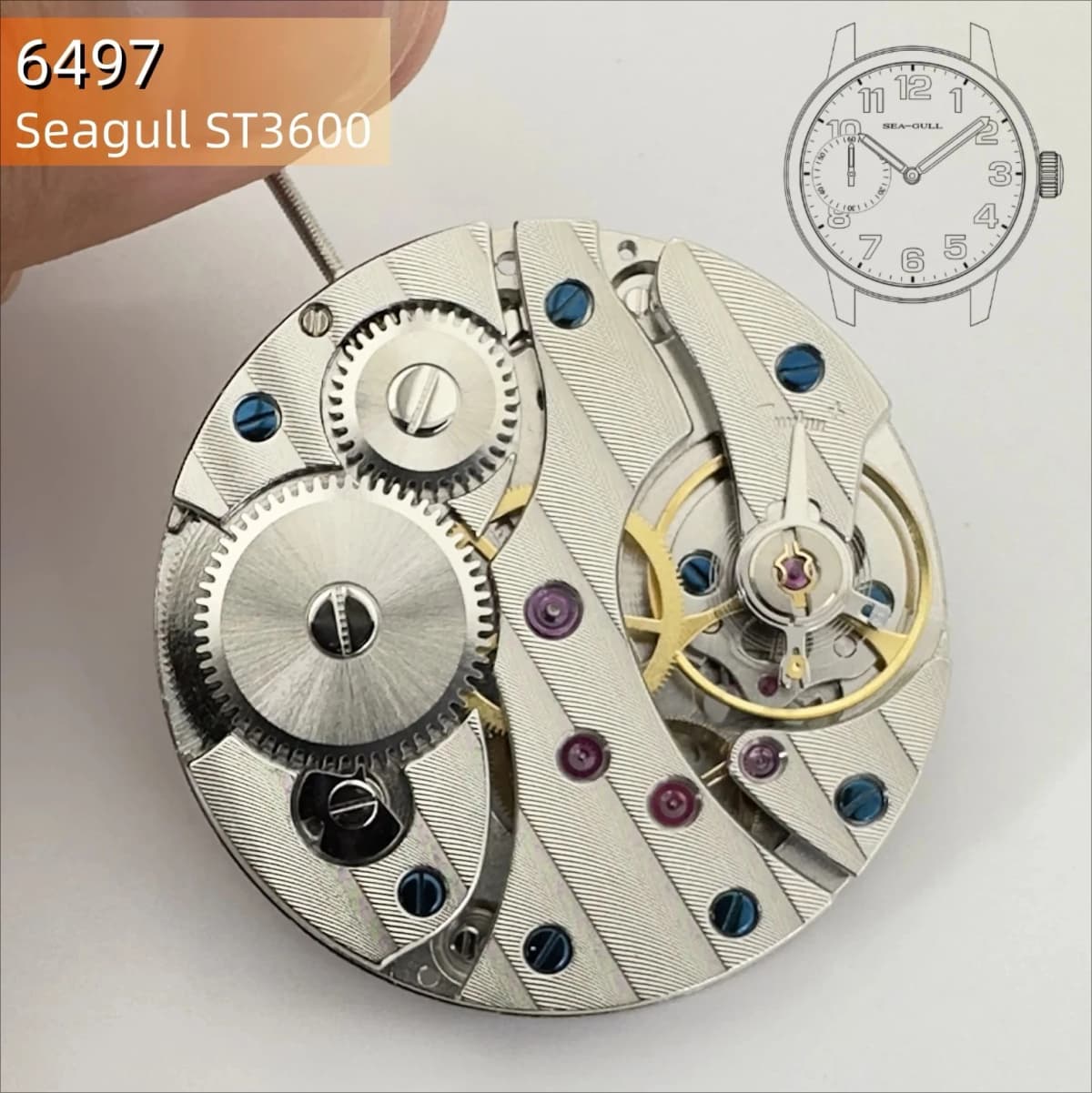 Genuine Seagull ST3600 Mechanical Movement High Accuracy 17 Jewels Replace ETA 6497 Movement 9H Small Second Mod Mechanism Parts