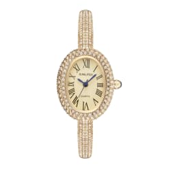 New Luxury Elegant Ladies' Bracelet Wrist Watch Roman Numeral Inlaid Rhinestones Oval Waterproof Women's Quartz Watch Reloj