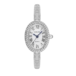 New Luxury Elegant Ladies' Bracelet Wrist Watch Roman Numeral Inlaid Rhinestones Oval Waterproof Women's Quartz Watch Reloj