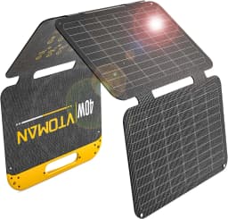 VTOMAN 40W Foldable Mini Solar Panel with USB-C & USB-A Outputs, Waterproof Solar Charger for Phones, Tablets, Jump 100 & FS300 Power Stations, Ideal for Camping, Hiking & Backpacking
