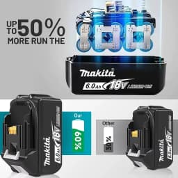 Makita 18V Tool Battery, 18650 Rechargeable Cells, Compatible with Makita 18V Power Tools, Delivers Long‑Lasting Runtime