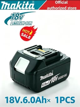 Makita 18V Tool Battery, 18650 Rechargeable Cells, Compatible with Makita 18V Power Tools, Delivers Long‑Lasting Runtime