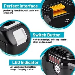 Makita 18V Tool Battery, 18650 Rechargeable Cells, Compatible with Makita 18V Power Tools, Delivers Long‑Lasting Runtime