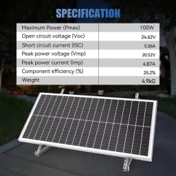 RVPOZWER 100W 12V Solar Panel 12BB Monocrystalline High Efficiency Module for Roof Mount Off Grid Power System Wholesale