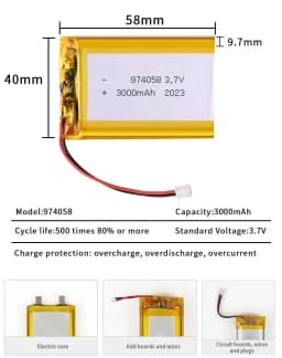 974058 3.7V 3000mAh Lipo Battery Lithium Polymer Batteries for Massage Meter GPS Navigator Aeromodelling Rechargeable Cell PH2.0