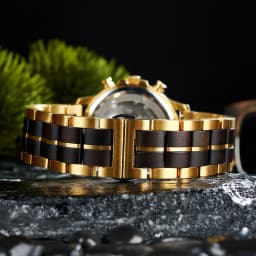 BOBO BIRD Top Luxury Men's Wooden Watches Black Gold Watch Military Chronograph Watch Japanese Movement Quartz Wristwatch Custom