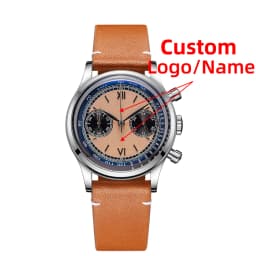 ADDIESDIVE Custom Logo Men Watches Chronograph Bubble Mirror 100m Waterproof 316L Stainless Steel 38mm VK64 Quartz Wristwatch