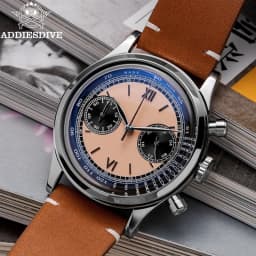 ADDIESDIVE Custom Logo Men Watches Chronograph Bubble Mirror 100m Waterproof 316L Stainless Steel 38mm VK64 Quartz Wristwatch