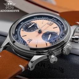 ADDIESDIVE Custom Logo Men Watches Chronograph Bubble Mirror 100m Waterproof 316L Stainless Steel 38mm VK64 Quartz Wristwatch