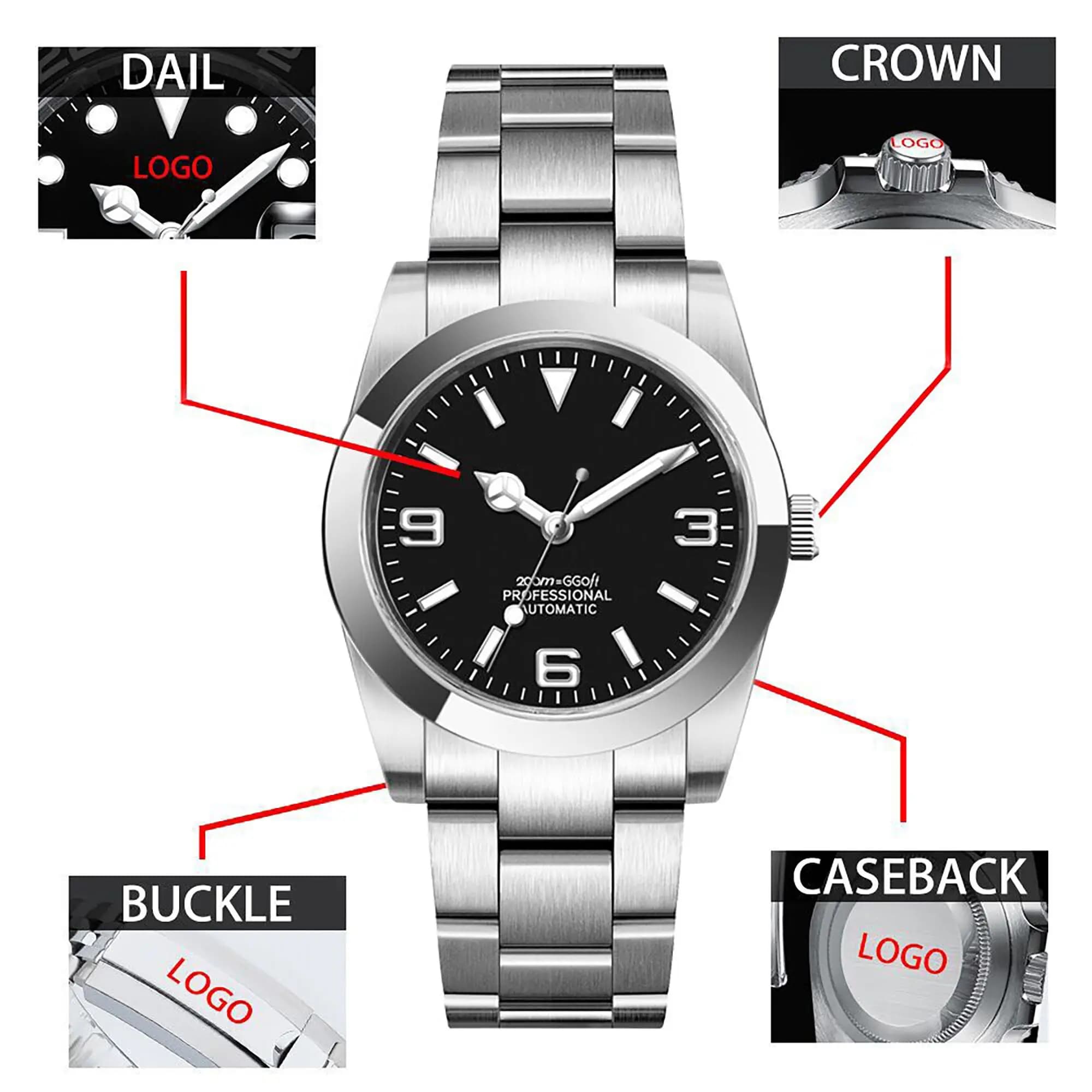 Customized Logo Luxury NH35 Watch for Wom/Men 36MM/39MM Automatic Mechanical Wristwatches Sapphire Luminous 10Bar Reloj Corgeut