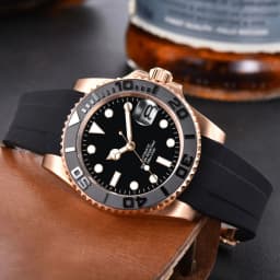 Custom Logo Luxury Sapphire Crystal NH35 Miyota Automatic Mechanical Watch Rose Men's Watch 10Bar Swimming Date Male Clock