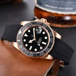 Custom Logo Luxury Sapphire Crystal NH35 Miyota Automatic Mechanical Watch Rose Men's Watch 10Bar Swimming Date Male Clock