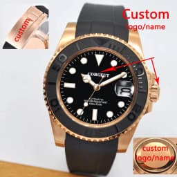 Custom Logo Luxury Sapphire Crystal NH35 Miyota Automatic Mechanical Watch Rose Men's Watch 10Bar Swimming Date Male Clock