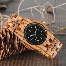 Clearance Men's Wooden Watch Custom Name Logo Men's Quartz Wrist Watch Zebra Wood Strap Personalize Fashion Man Watches Gift