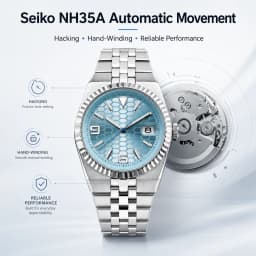 CORGEUT NH35A 8215 Automatic Watch Men Ice Blue Honeycomb Dial Sapphire Glass 100M Waterproof Luminous 316L Steel Wristwatch
