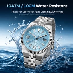 CORGEUT NH35A 8215 Automatic Watch Men Ice Blue Honeycomb Dial Sapphire Glass 100M Waterproof Luminous 316L Steel Wristwatch