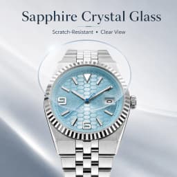 CORGEUT NH35A 8215 Automatic Watch Men Ice Blue Honeycomb Dial Sapphire Glass 100M Waterproof Luminous 316L Steel Wristwatch