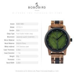 BOBO BIRD Wooden Men Watches Handmade Leaf Dial Custom Blessing Natural Wristwatch Distinctive Wooden Gift Support Dropshipping