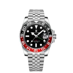 Corgeut 40mm 515 GMT Quartz Wristwatch Stainless Steel Waterproof Luxury Men Watches Top Brand Sapphire Glass Reloj Hombre